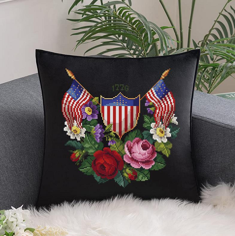 Floral American Flag - Cross Stitch Pattern