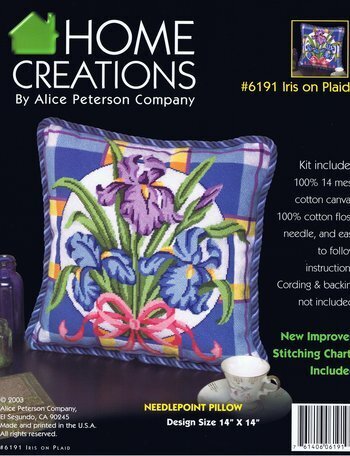 Iris On Plaid Pillow - Needlepoint Kit