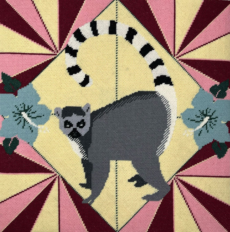 Lemur - Vibrant Colourway - Needlepoint / Tapestry Kits, zoomed in. Select this picture to zoom back out.