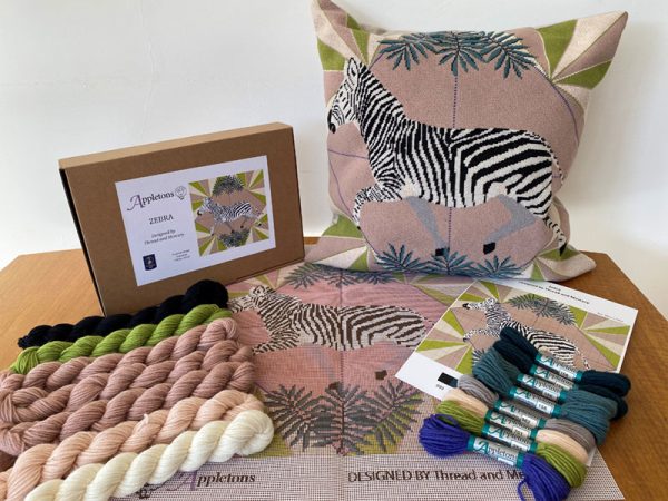 Zebra - Classic Colourway - Needlepoint / Tapestry Kits, different perspective #1, zoomed in. Select this picture to zoom back out.