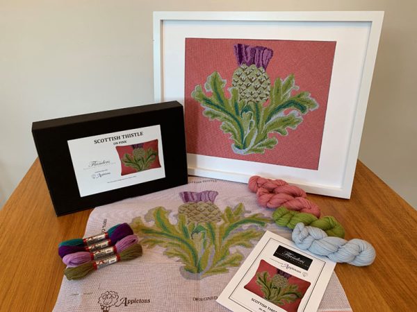 The Scottish Thistle On Pink  - Needlepoint / Tapestry Kits, different perspective #1, zoomed in. Select this picture to zoom back out.