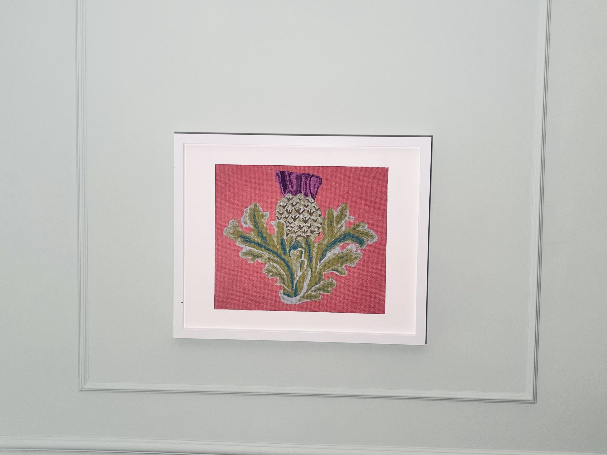 The Scottish Thistle On Pink  - Needlepoint / Tapestry Kits, different perspective #2, zoomed in. Select this picture to zoom back out.