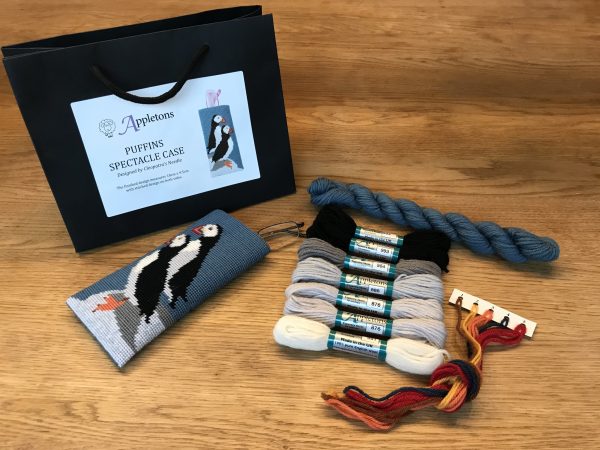 Puffins Glasses Case - Needlepoint / Tapestry Kits, different perspective #2, zoomed in. Select this picture to zoom back out.