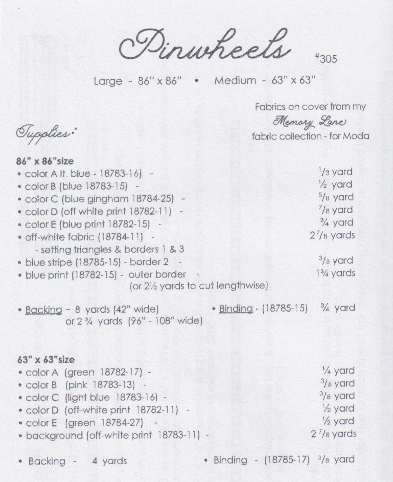 Pinwheels - Quilt Pattern