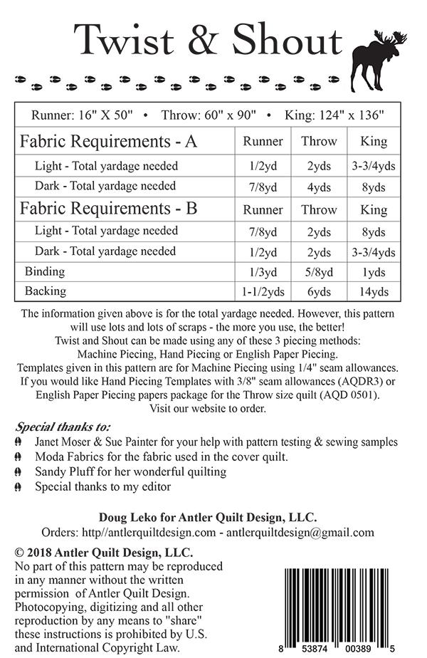 Twist and Shout with 1/4 Seam Template - Quilt Pattern