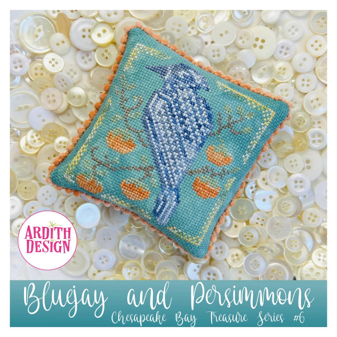 Bluejay and Persimmons  - Cross Stitch Pattern