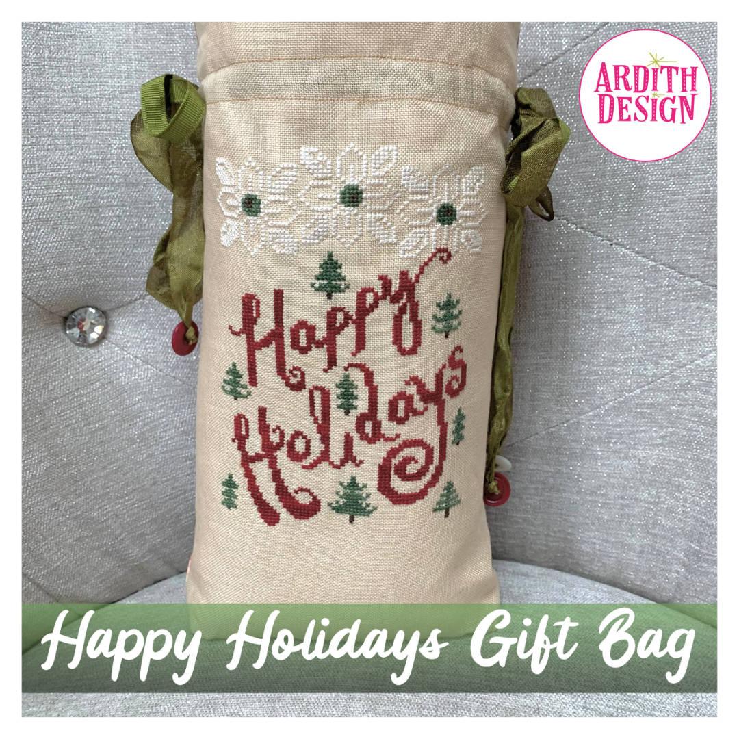 Happy Holidays Gift Bag - Christmas Cross Stitch Pattern