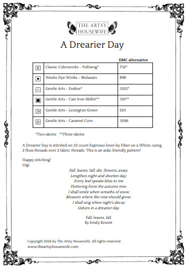 A Drearier Day - Cross Stitch Pattern
