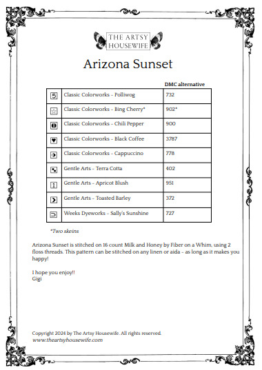 Arizona Sunset - Cross Stitch Pattern