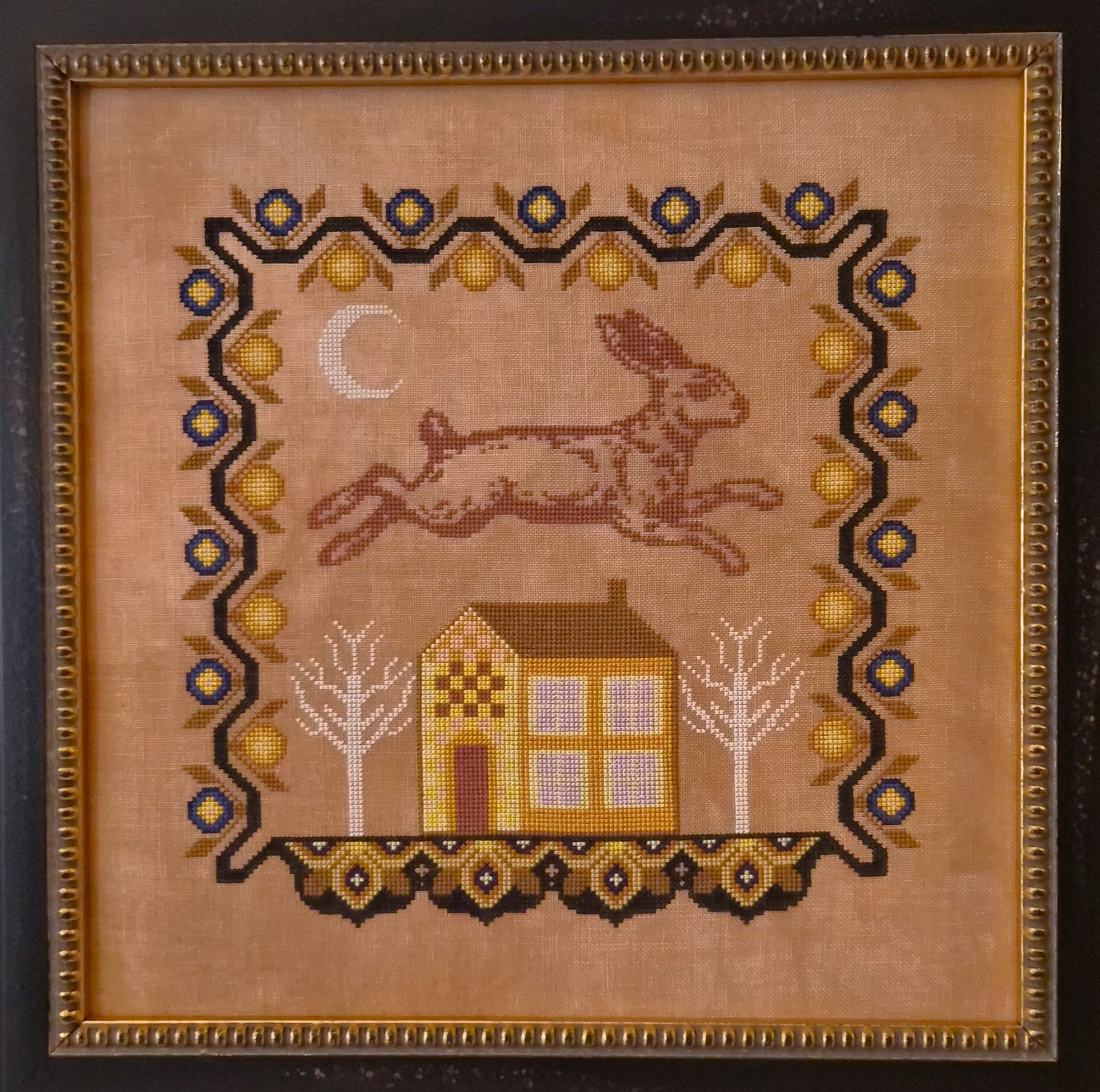 Haunting Hare - Cross Stitch Pattern, zoomed in. Select this picture to zoom back out.