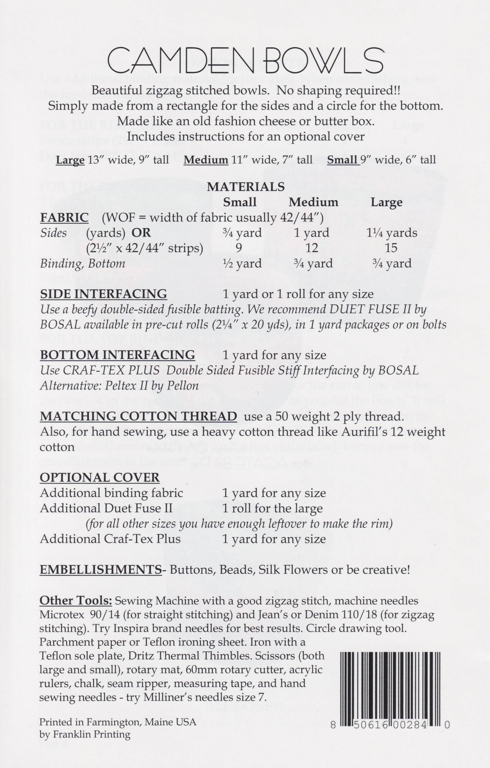 Camden Bowls - Quilt Pattern
