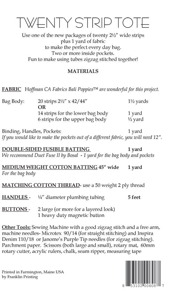 Twenty Strip Tote - Quilt Pattern