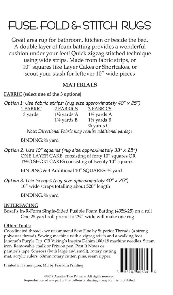 Fuse, Fold & Stitch Rugs - Quilt Pattern
