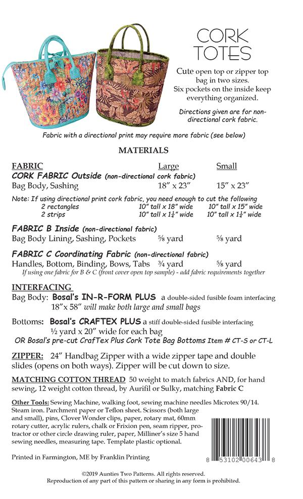 Cork Totes - Quilt Pattern