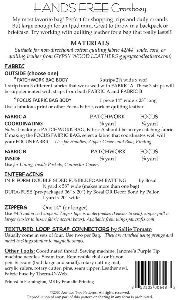 Hands Free Crossbody - Quilt Pattern, different perspective #1, zoomed in. Select this picture to zoom back out.