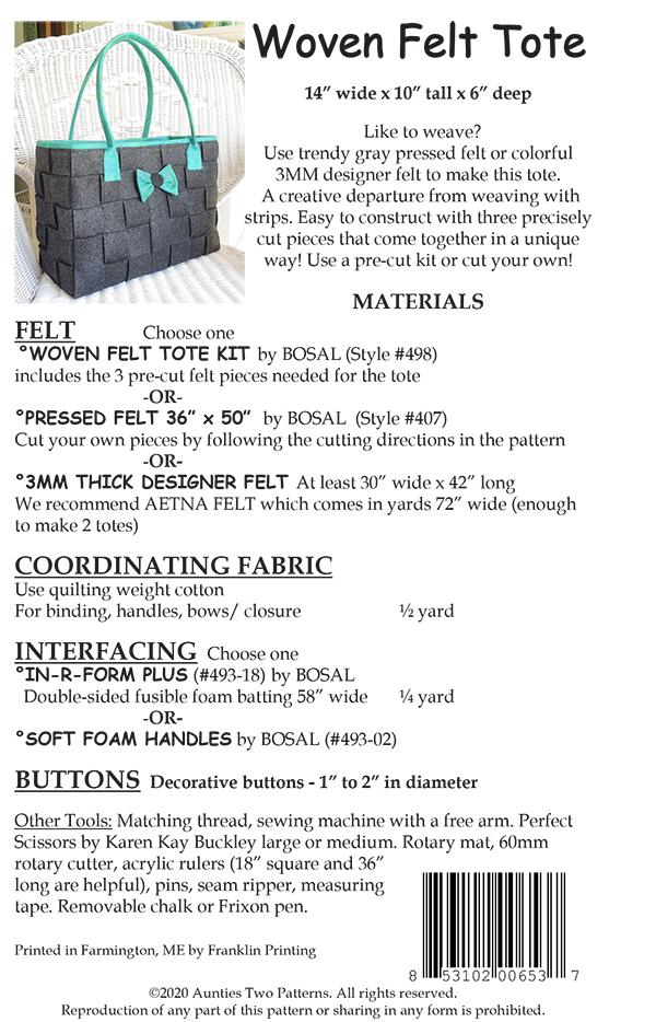 Woven Felt Tote - Sewing Pattern