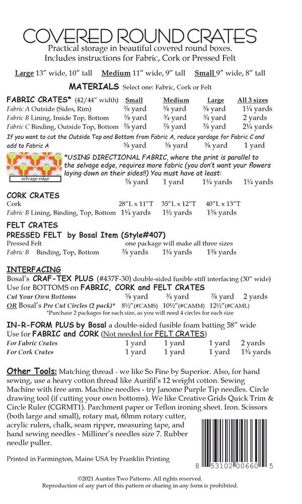 Covered Round Crates - Sewing Pattern