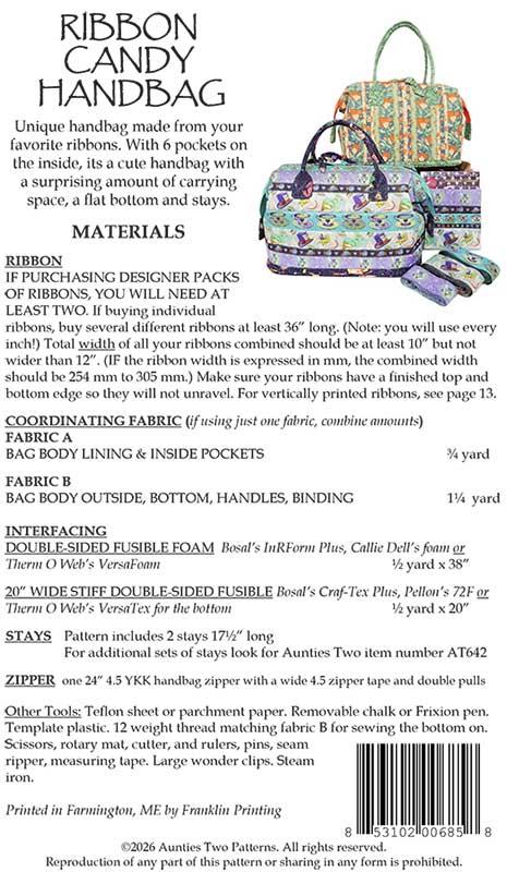 Ribbon Candy Handbag - Quilt Pattern