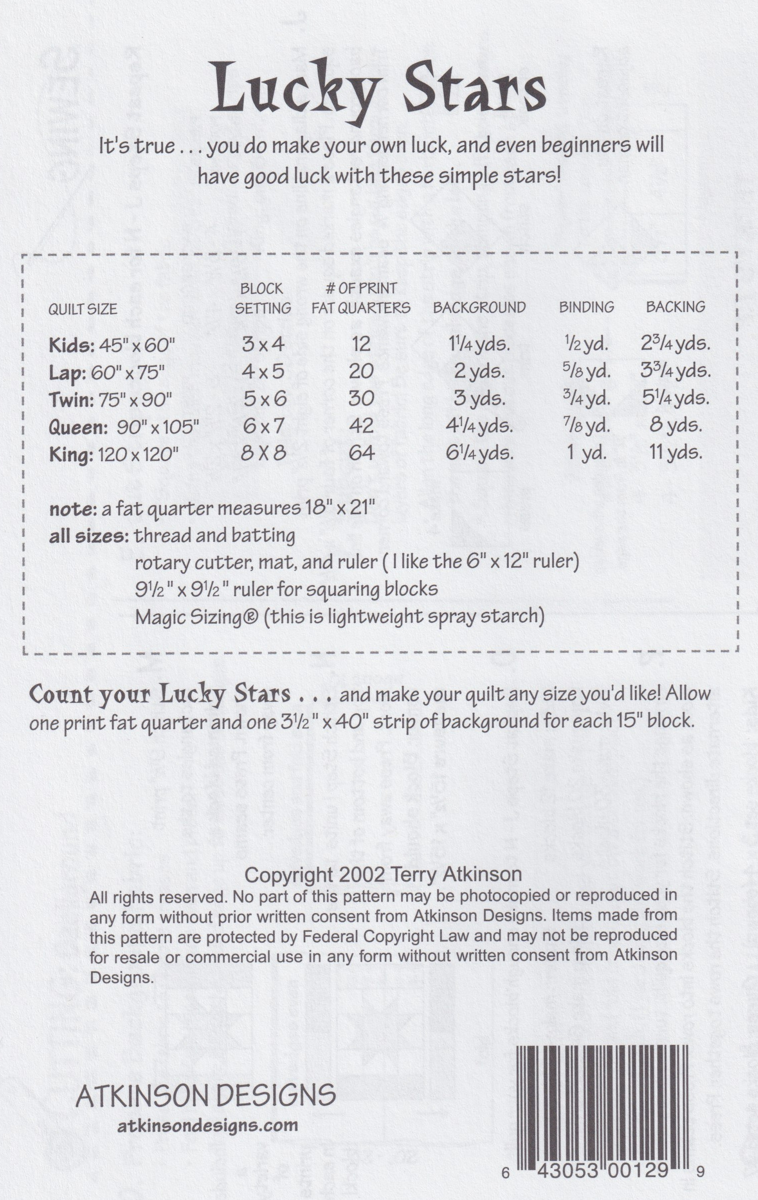 Lucky Stars - Quilt Pattern