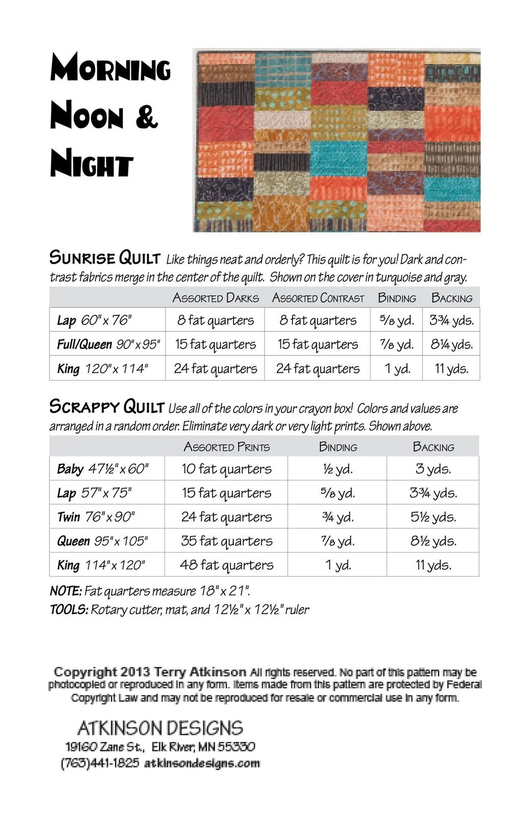 Morning Noon and Night - Quilt Pattern