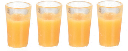 Glasses Of Orange Juice - Set of 4 - Dollhouse Miniature