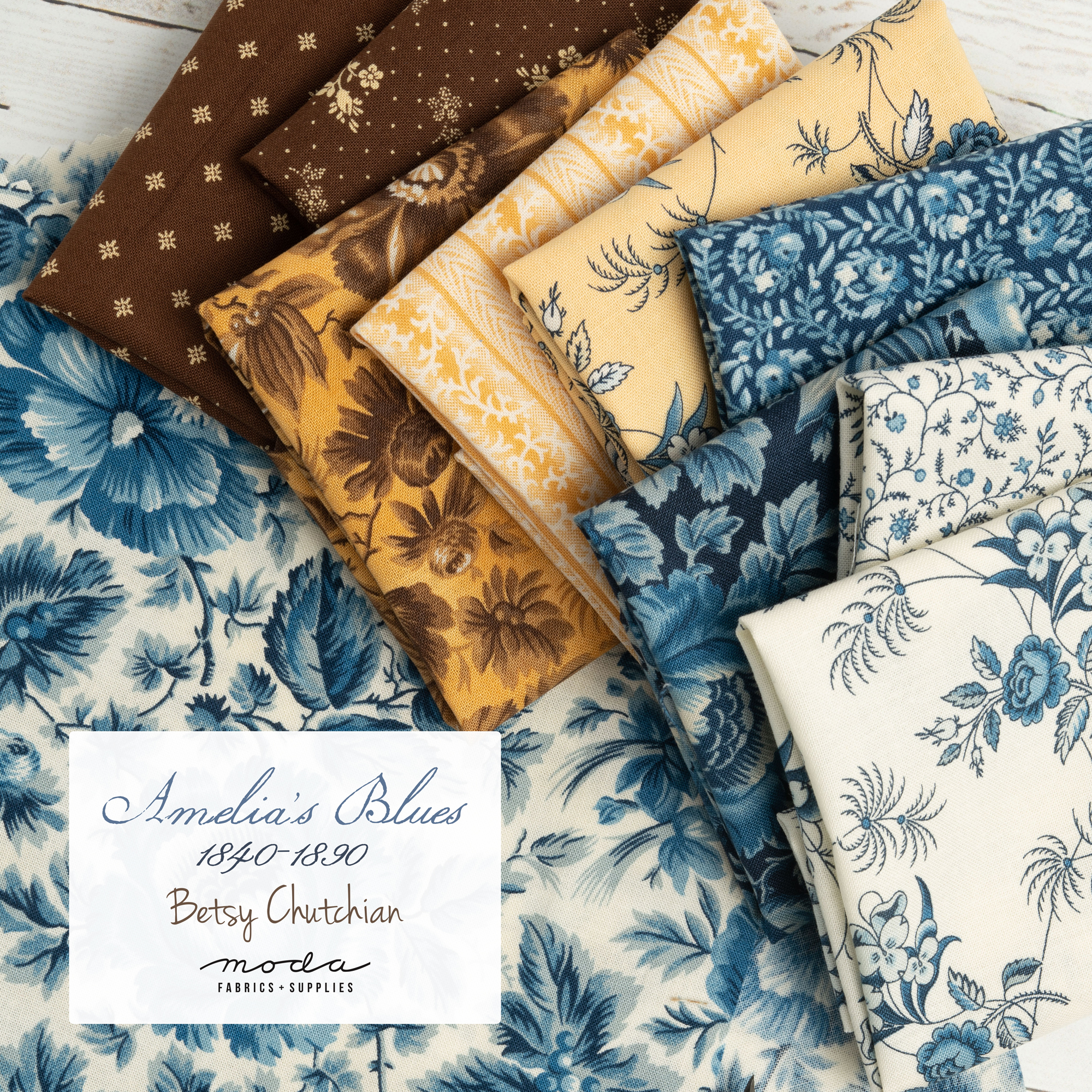 Amelias Blues Goldenrod - Shifts Stays Blenders - Fabric