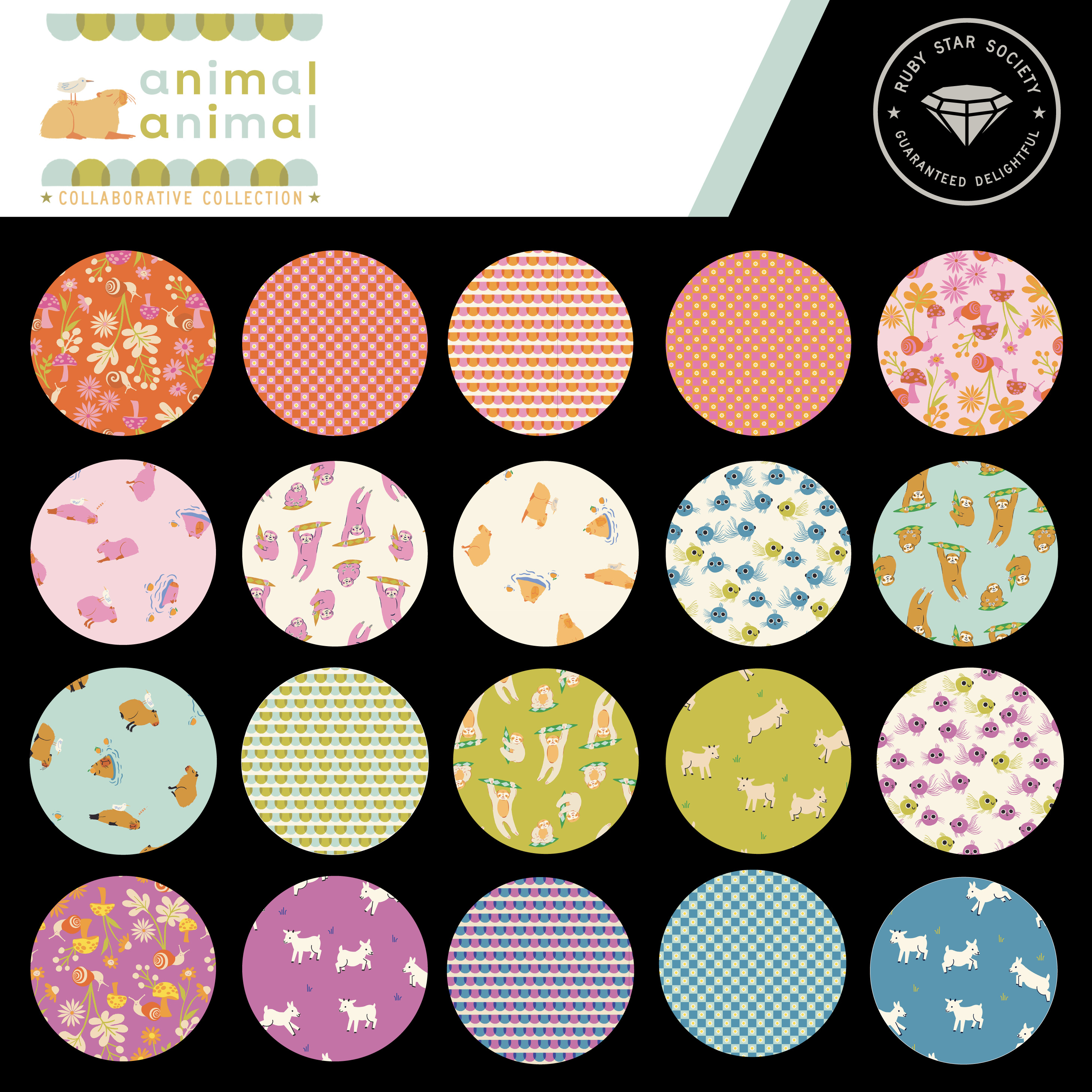 Animal Animal Goat - Vintage Blue - Quilt Fabric