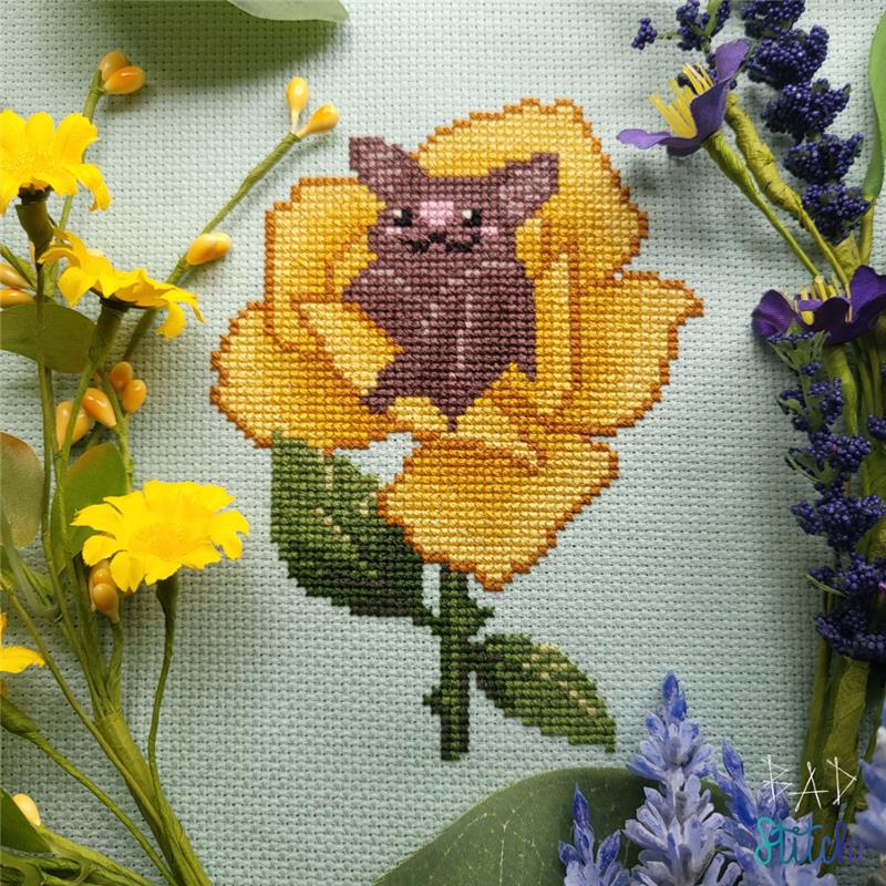 Bat in a Flower - Cross Stitch Pattern