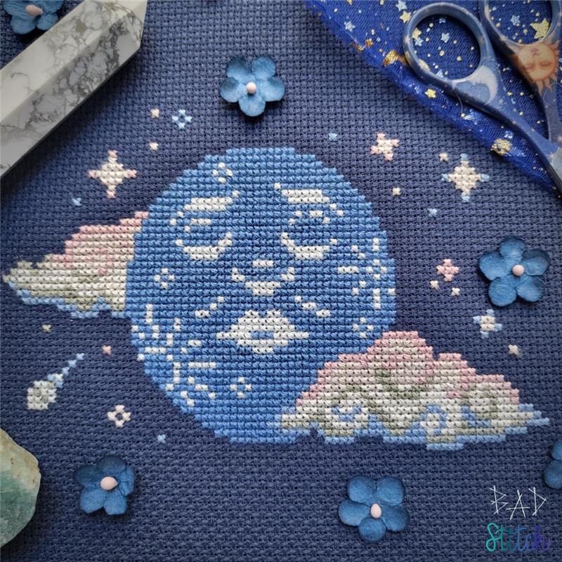 Resting Moon Face - Cross Stitch Pattern