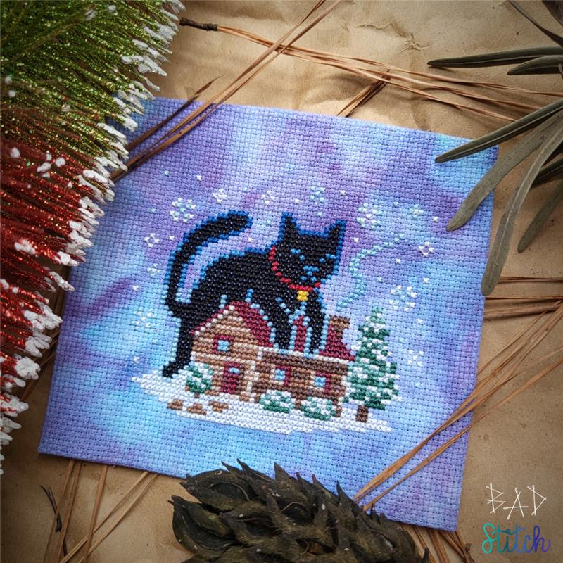 Yule Cat - Christmas Cross Stitch Pattern