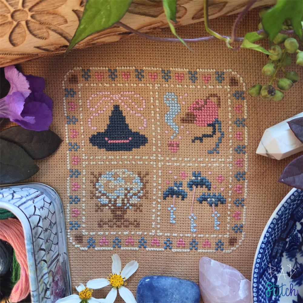 Cottage Witch Sampler - Halloween Cross Stitch Pattern