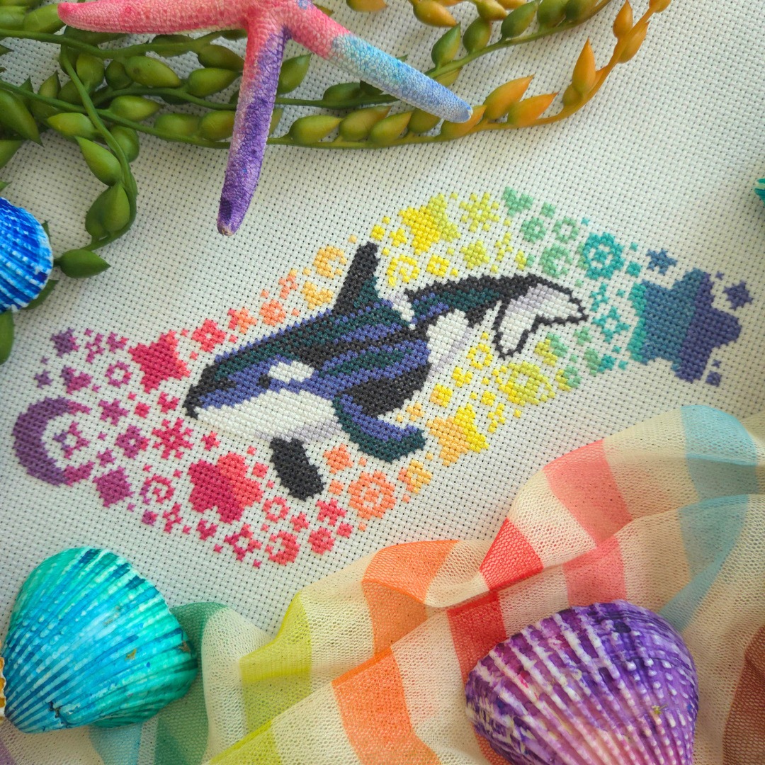Rainbow Current - Cross Stitch Pattern, zoomed in. Select this picture to zoom back out.