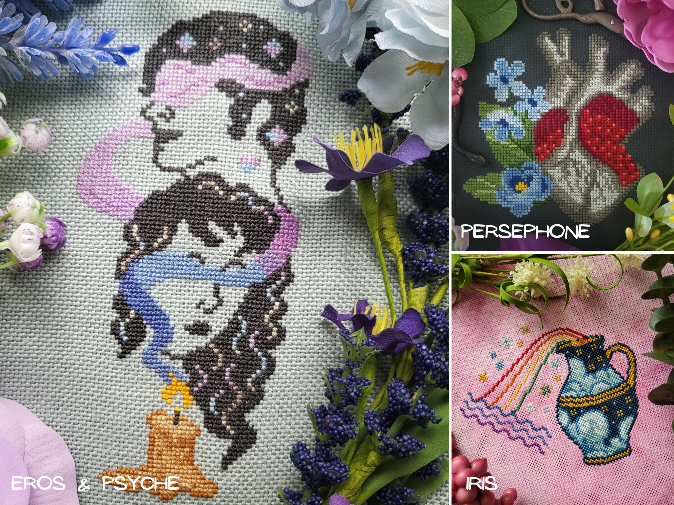 Cross Stitch Patterns of Greek Mythology, zoomed in. Select this picture to zoom back out.