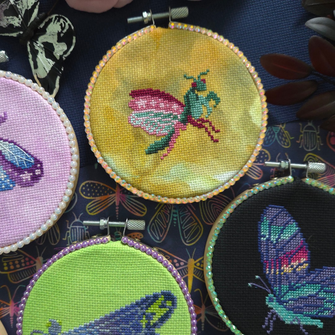 Celestial Bugs Zine - Cross Stitch Pattern, different perspective #3, zoomed in. Select this picture to zoom back out.