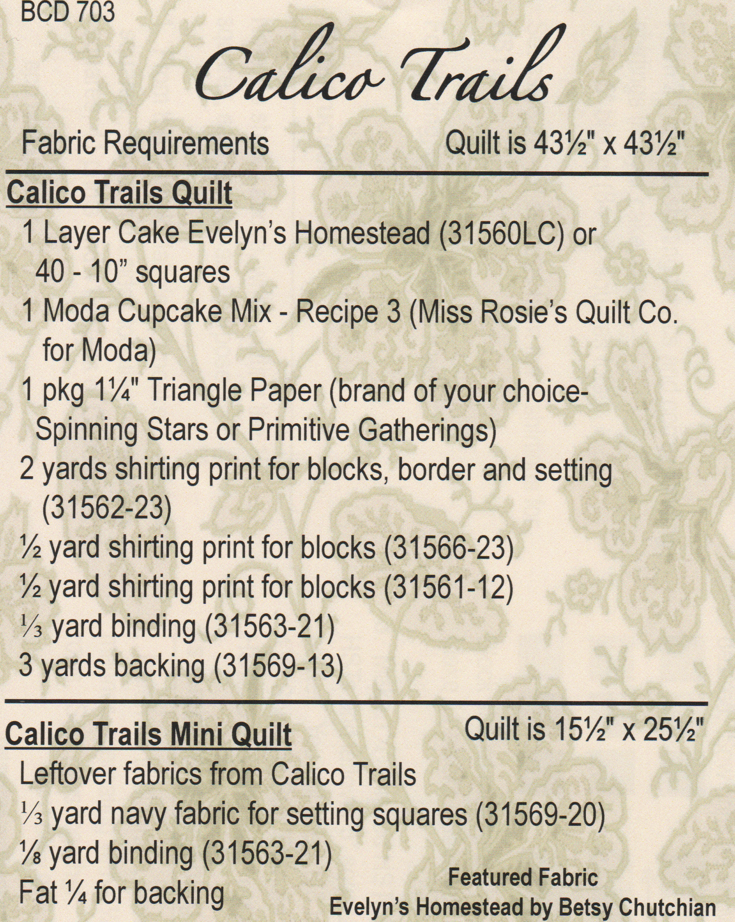 Calico Trail - Quilt Pattern