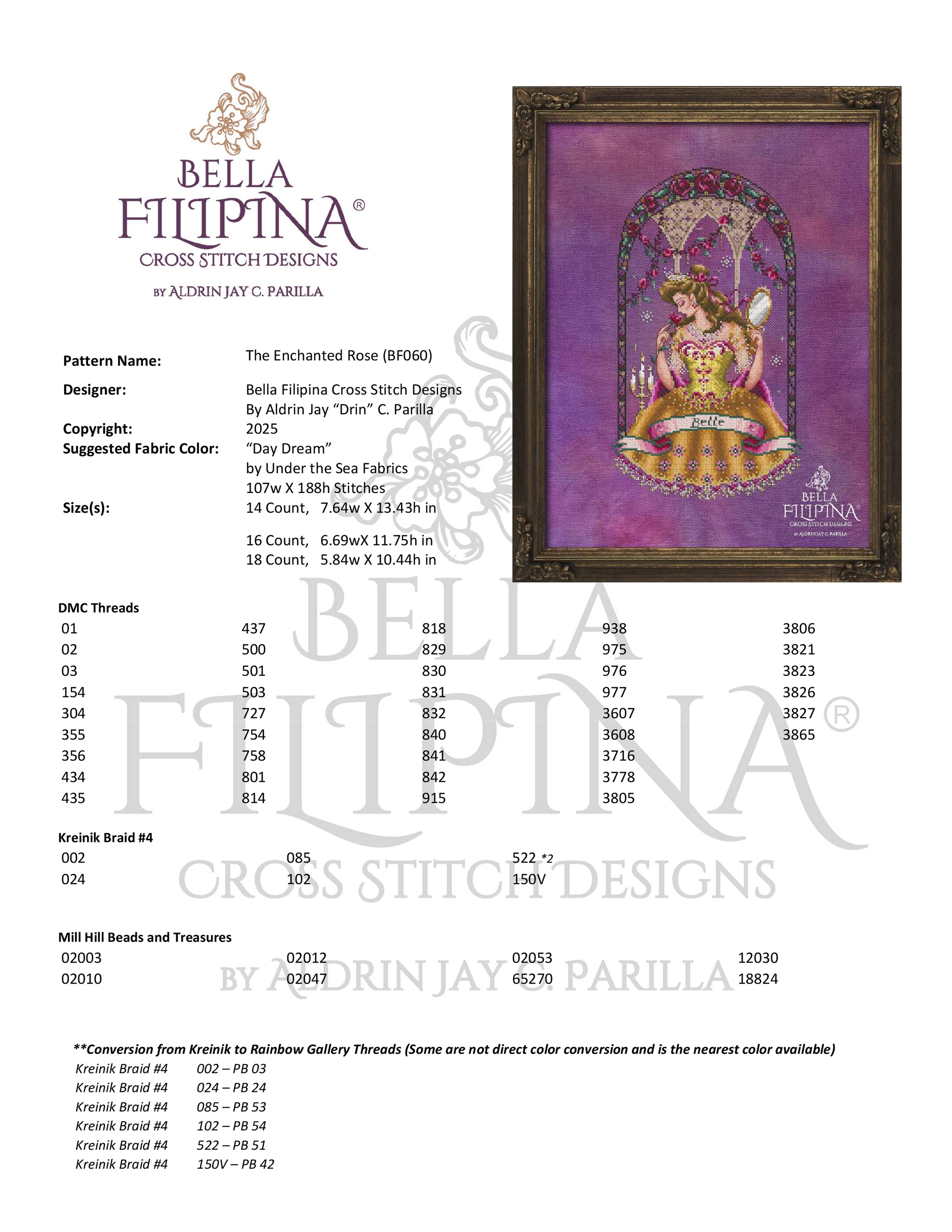 The Enchanted Rose - Cross Stitch Pattern