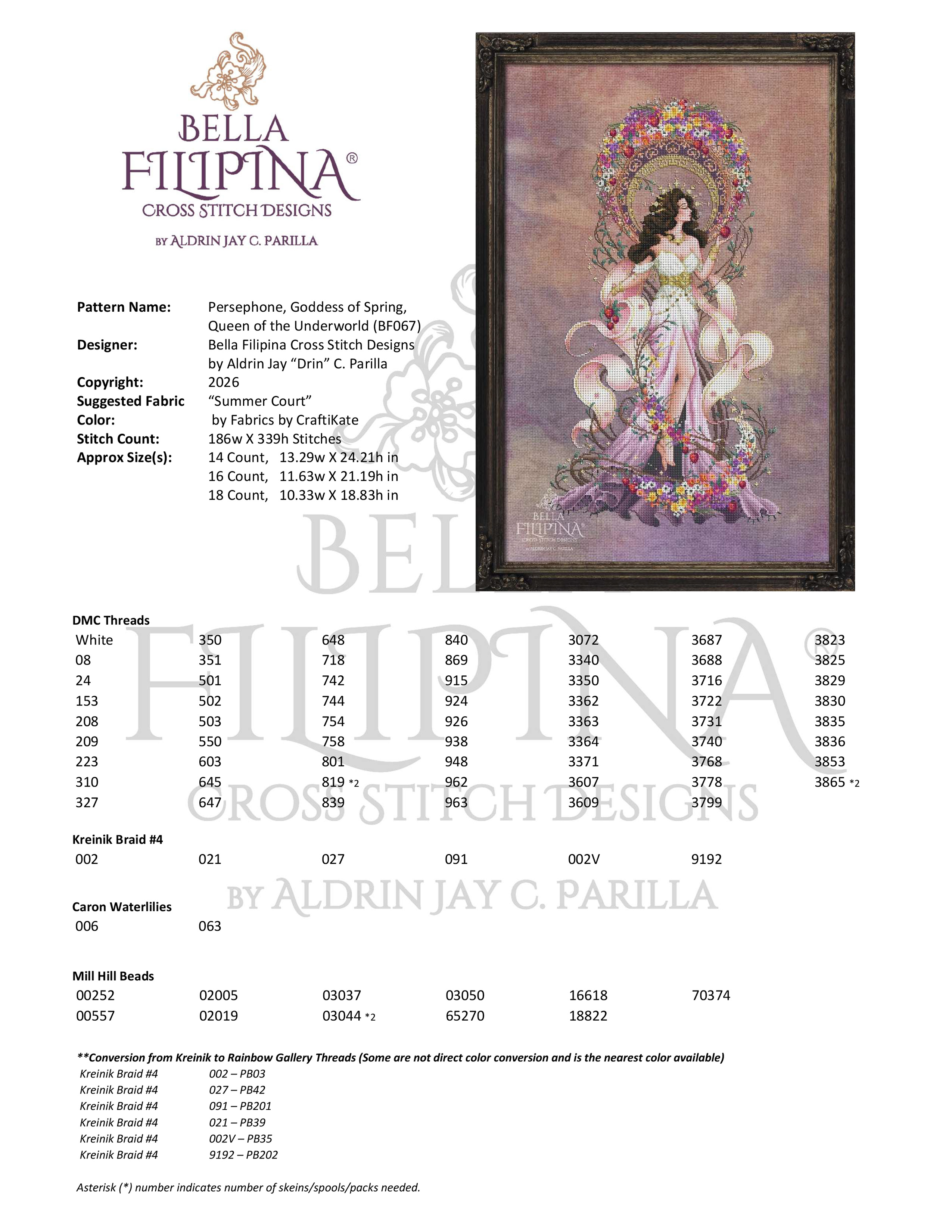 Persephone, Goddess of Spring - Cross Stitch Pattern