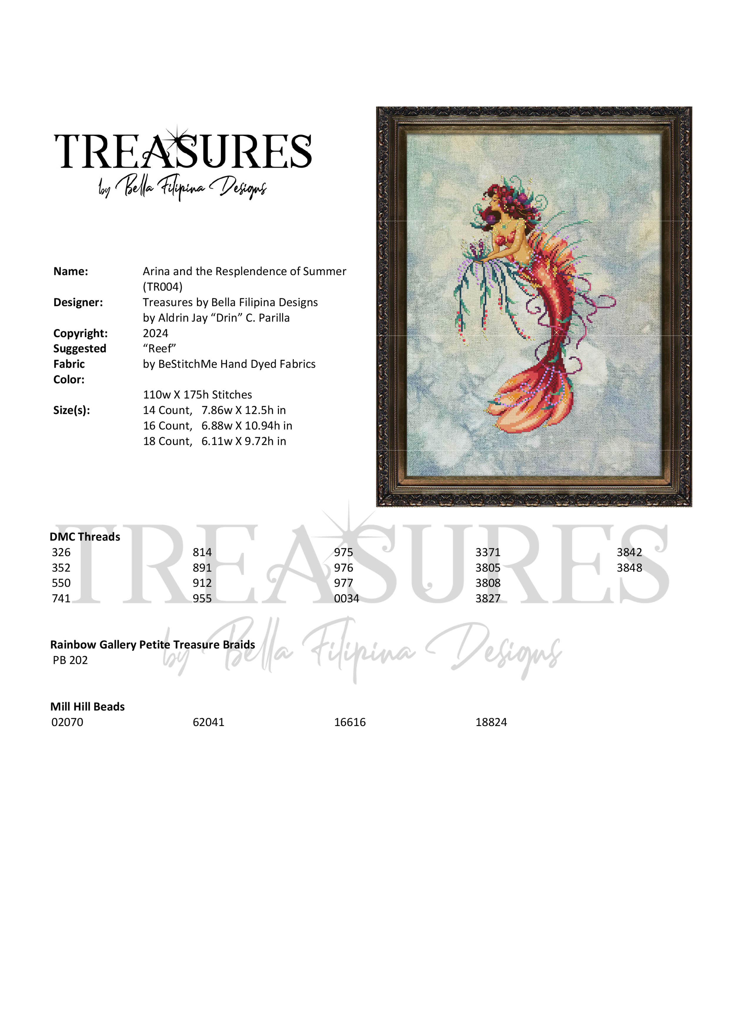 Treasures: Arina & the Resplendence of Summer - Cross Stitch, different perspective #1, zoomed in. Select this picture to zoom back out.