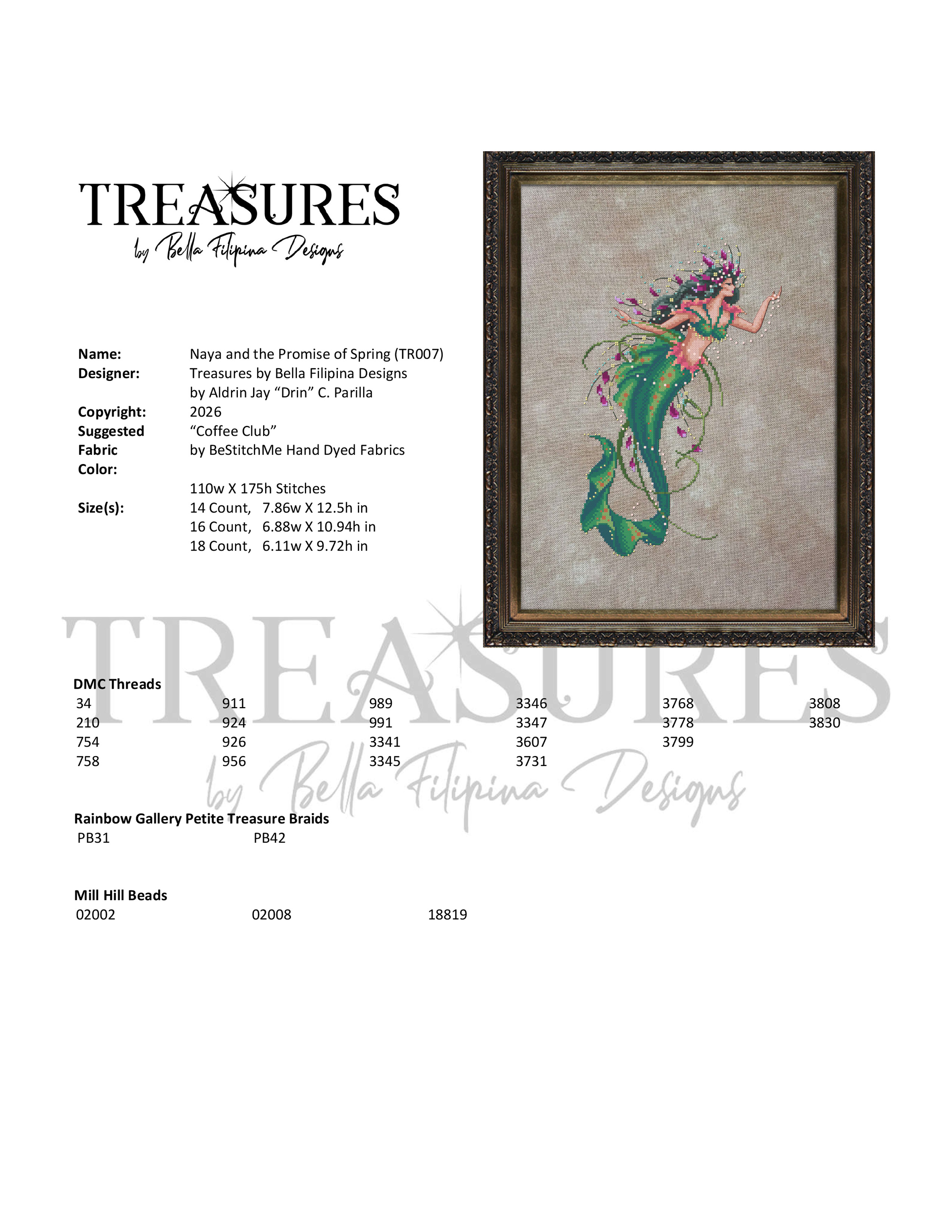 Treasures: Naya and the Promise of Spring - Cross Stitch, different perspective #1, zoomed in. Select this picture to zoom back out.