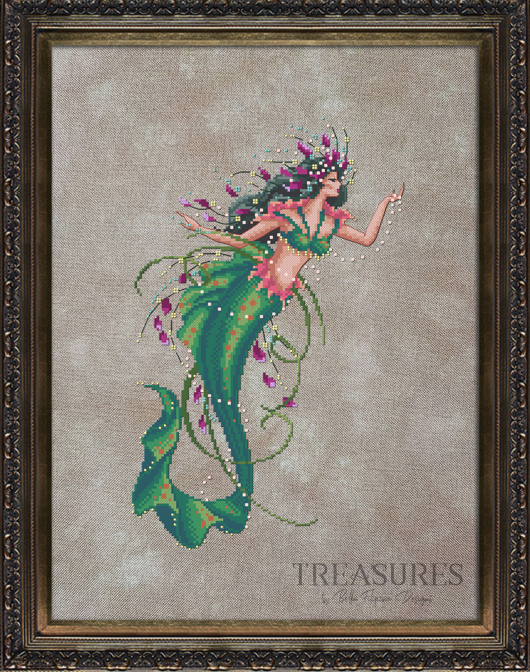 Treasures: Naya and the Promise of Spring - Cross Stitch, zoomed in. Select this picture to zoom back out.