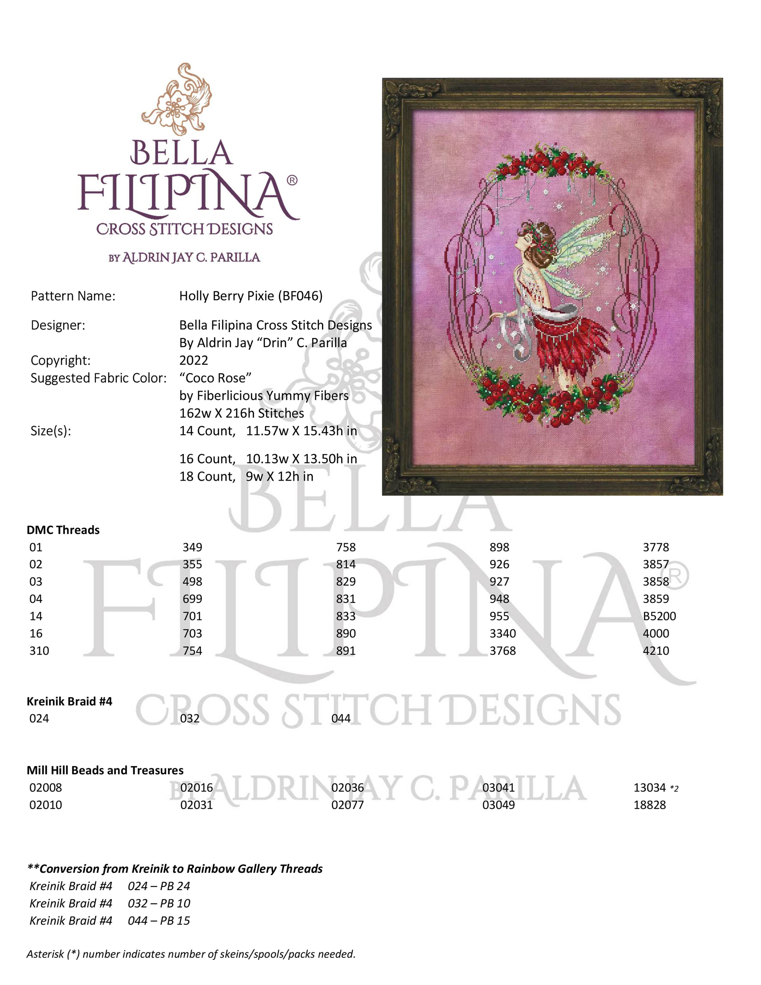 Holly Berry Pixie - Cross Stitch Pattern