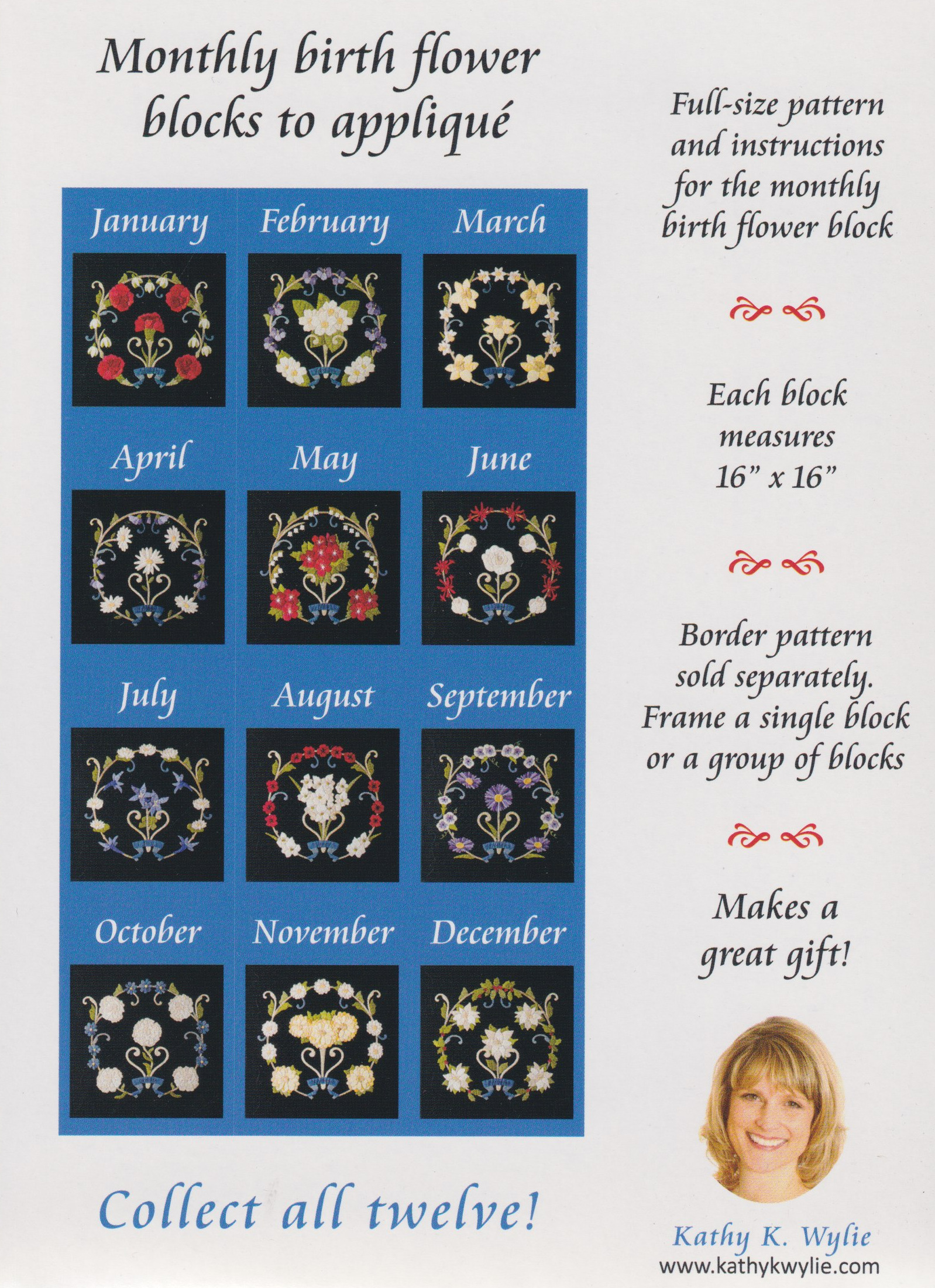 October Birth Flowers BOM - Quilt Pattern
