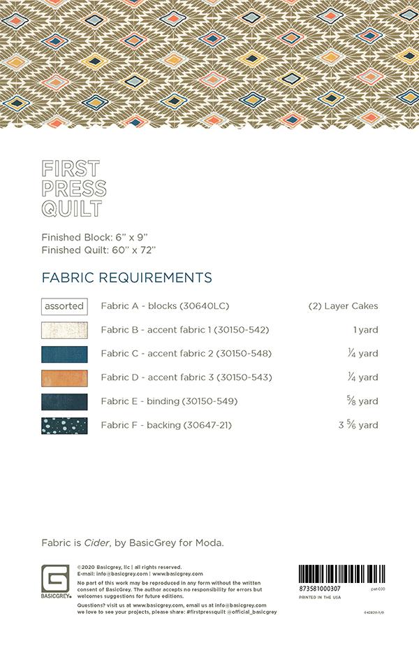 First Press - Quilt Pattern