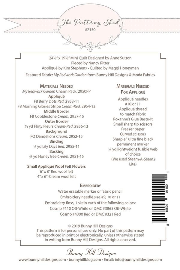 The Potting Shed - Quilt Pattern