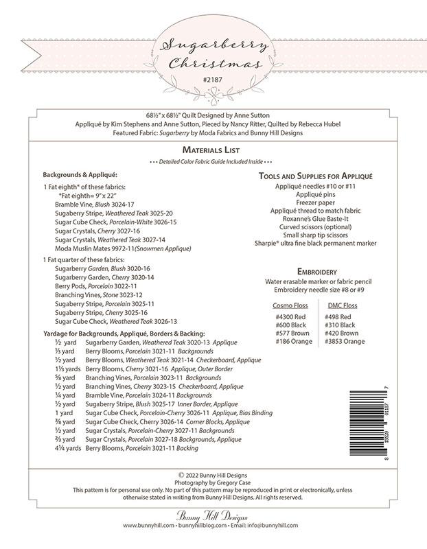 Sugarberry Christmas BOM/7MOS G - Quilt Pattern