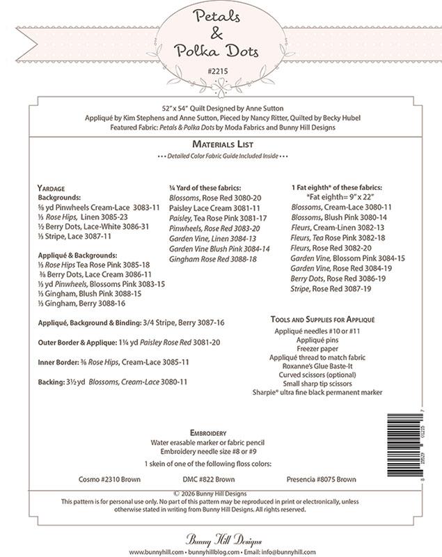 Petals & Polka Dots Block Of The Month - Quilt Pattern