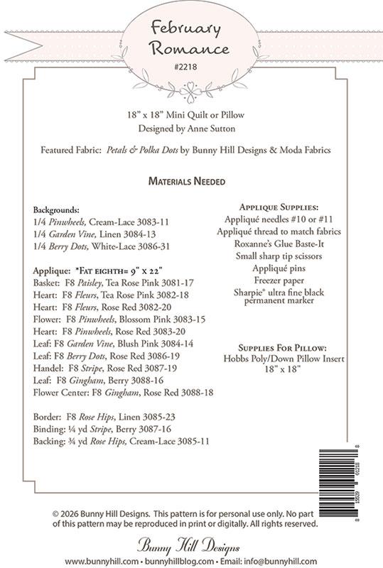 February Romance - Valentine Quilt Pattern