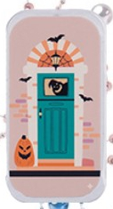 Haunted Door - Halloween Bead Hide Tin, zoomed in. Select this picture to zoom back out.