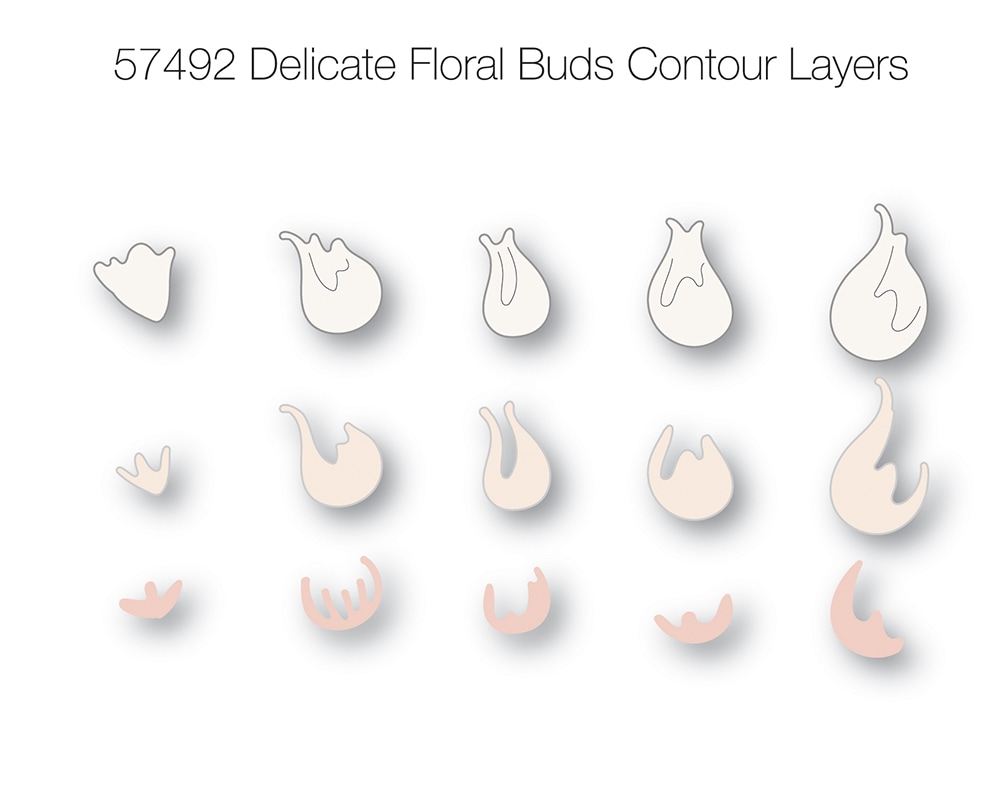 Delicate Floral Buds Contour Layers - Craft Die