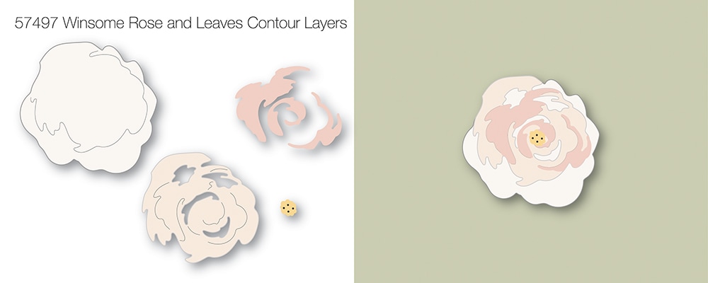 Winsome Rose and Leaves Contour Layers - Craft Die Set